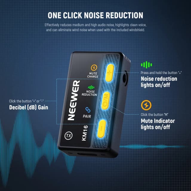 NEEWER Wireless Lavalier Microphone For iPhone Android Laptop with Type C (KM16)