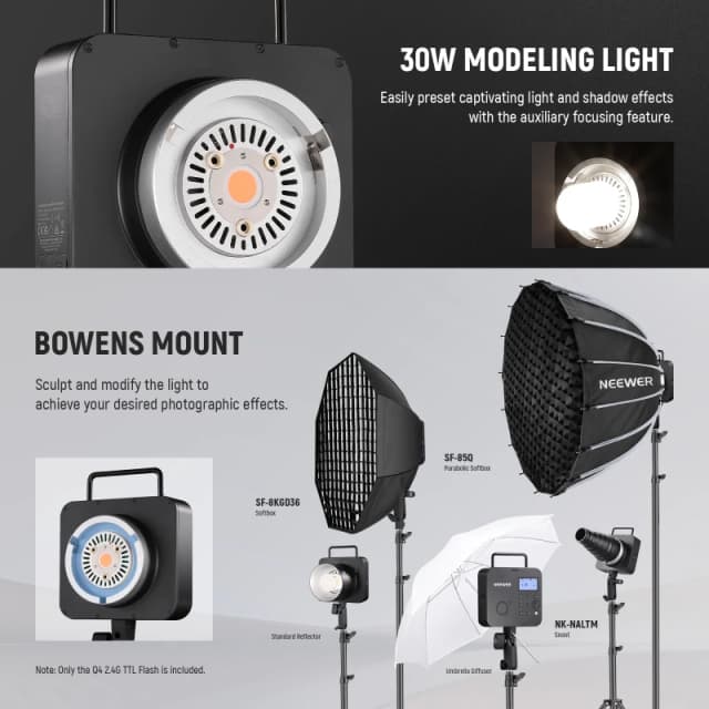 NEEWER Q4 400Ws 2.4G TTL Flash - With QPRO-S