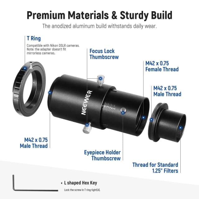 NEEWER LS-T8 1.25” Variable Telescope Accessory Kit for Nikon
