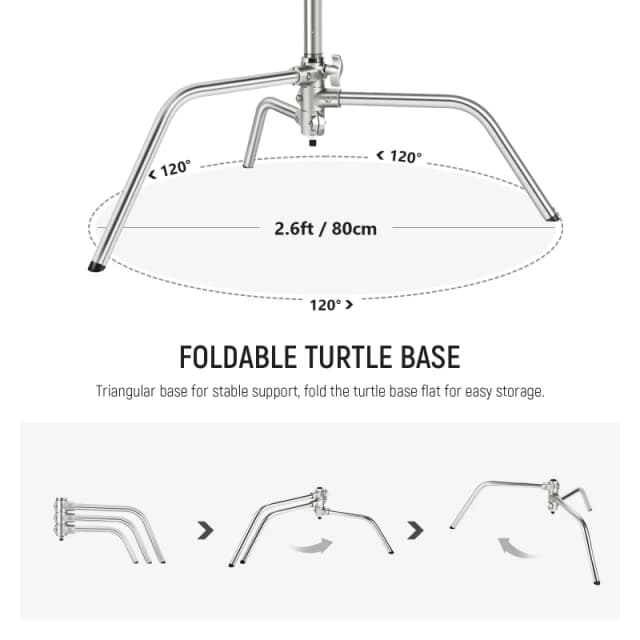 NEEWER Pro 330cm Stainless Steel C Stand with Boom Arm (SC340AW)