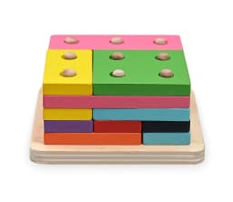 Wooden Block Game for Toddlers 2-6 Years | Montessori Educational Toy for Kids 3+ | Early Learning & Intelligence Development Building Blocks for Boys & Girls