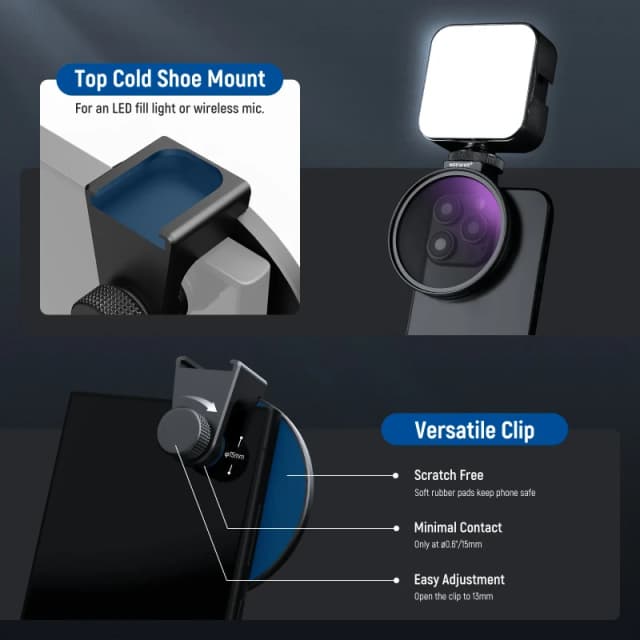 NEEWER 67mm HD CPL Filter & Cold Shoe Phone Clip (FL-78)