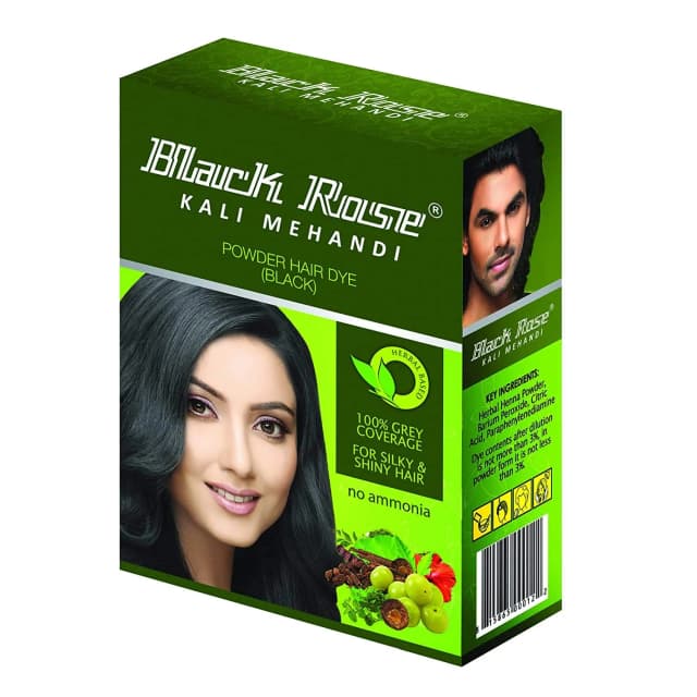 Henna Black Rose Kali Mehandi Hair Dye (Black) (Pack of 10) | Henna Powder Black