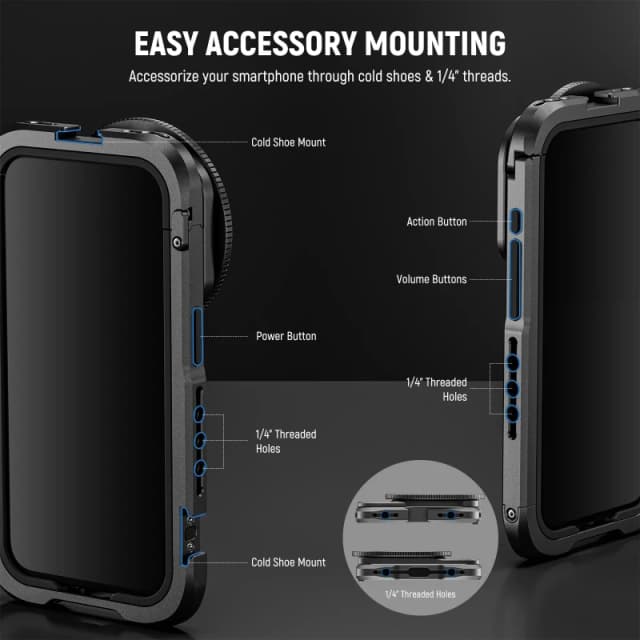 NEEWER Metal Cage For iPhone 15 Pro(PA023)-Handle Kit