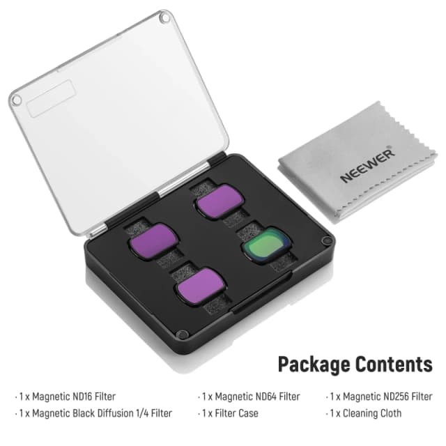 NEEWER 4 Pack Magnetic ND & Black Diffusion 1/4 Filter Kit For DJI OSMO Pocket 3 (FL-42)