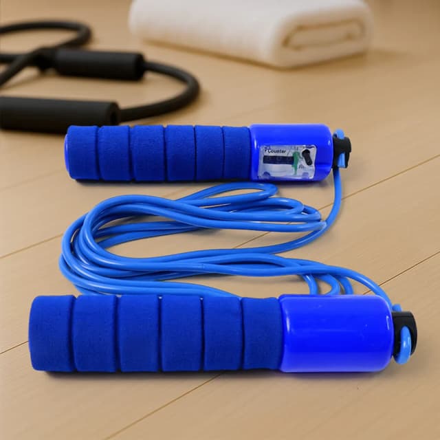 Adjustable Skipping Rope with Digital Jump Counter and Foam Grip Handles (1 Pc)