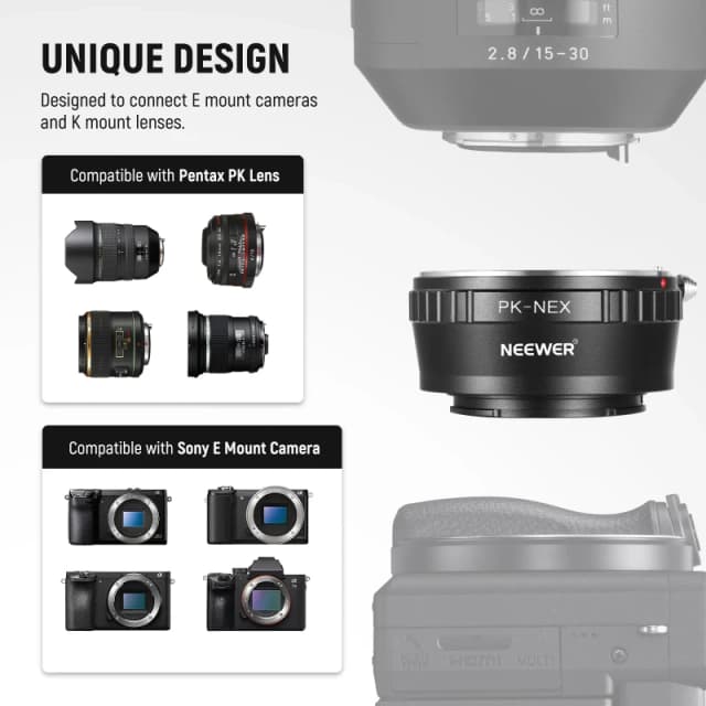 NEEWER Pentax K Mount Lens to Sony E Camera Lens Mount Adapter (PK-NEX)