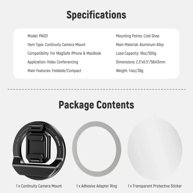NEEWER Foldable Continuity Camera Mount (PA031)