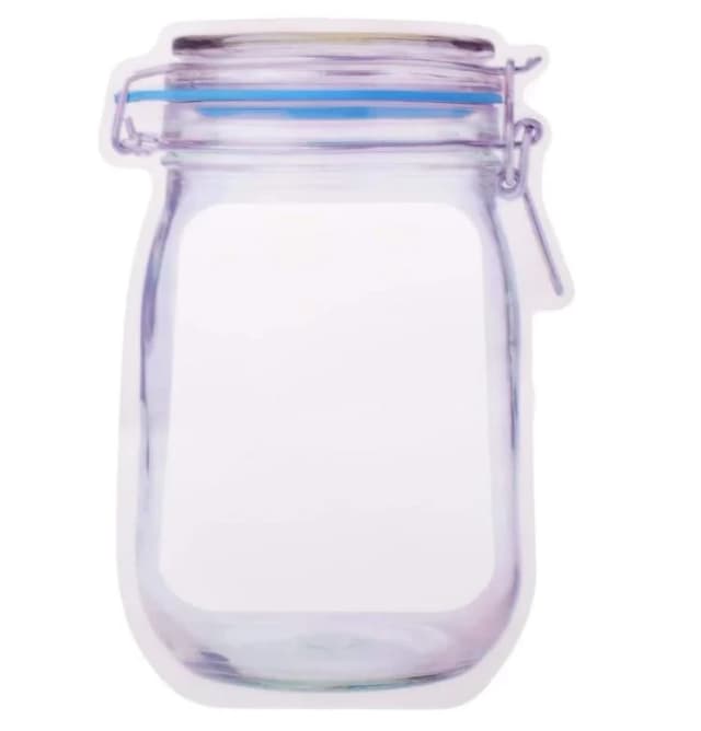 Reusable Airtight Seal Plastic Food Storage Mason Jar Zipper (1000ml)