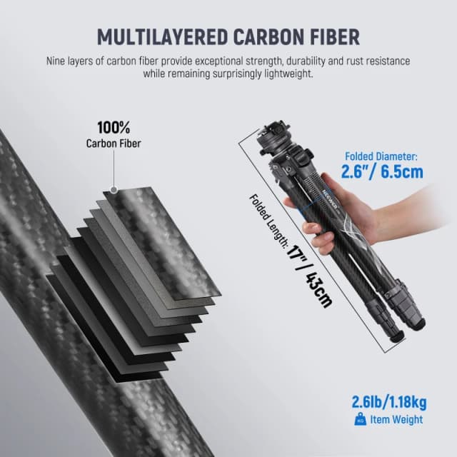 NEEWER 62" Carbon Fiber Travel Tripod (LT32)