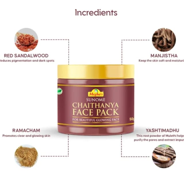 Megha's Herbal Sunome Ayurvedic Face Pack For Instant Glowing 50Gm