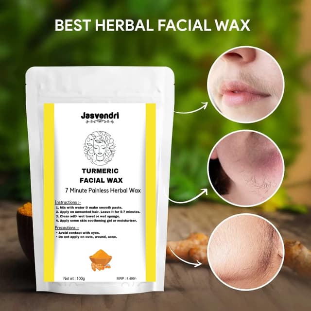 Turmeric Facial Wax - 7 Minute Painless Herbal Wax Powder (100g) |Face Hair Remova