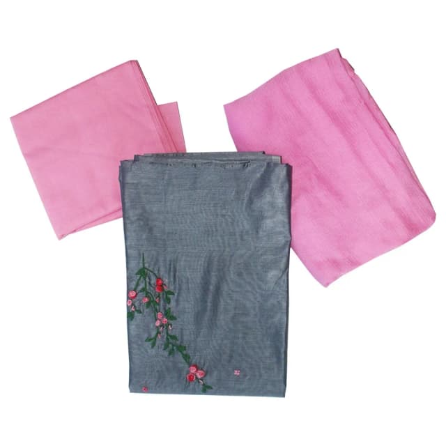 Attractive Churidar material, full set, Chantheri Silk top, Cotton bottom, Shiffon shall