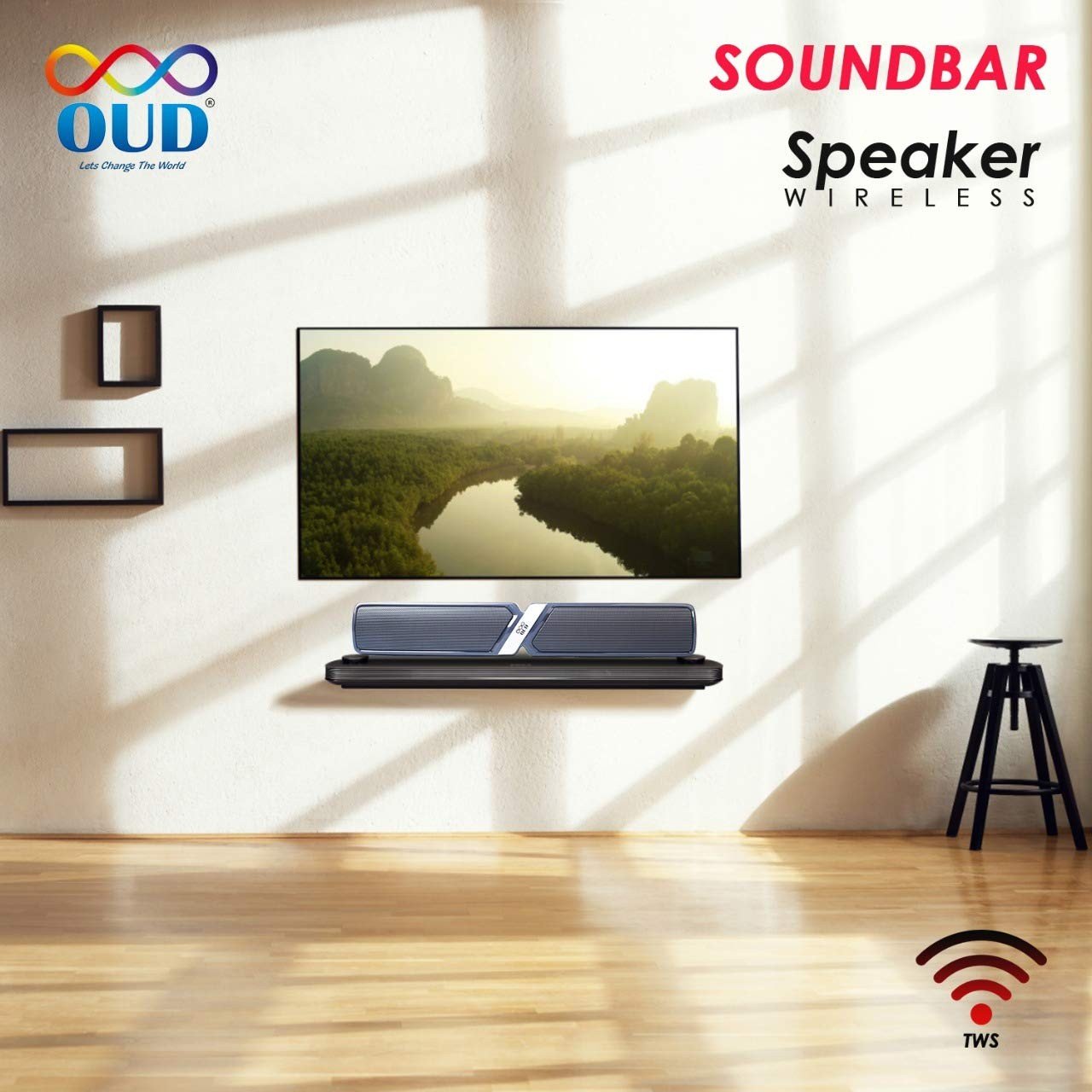 Oud® High Power Wireless Bluetooth Sound Bar All in One,Built in Subwoofer,Multiple Connectivity,TWS Connection FM Radio