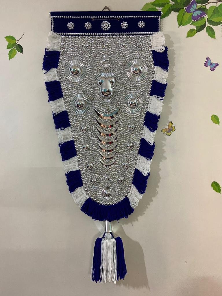 Riya's Kerala Traditional Silver Plated Wall Hanging Nettipattam (നെറ്റിപ്പട്ടം) | High Quality Elephant Caparison (4, 4.5 Feet)