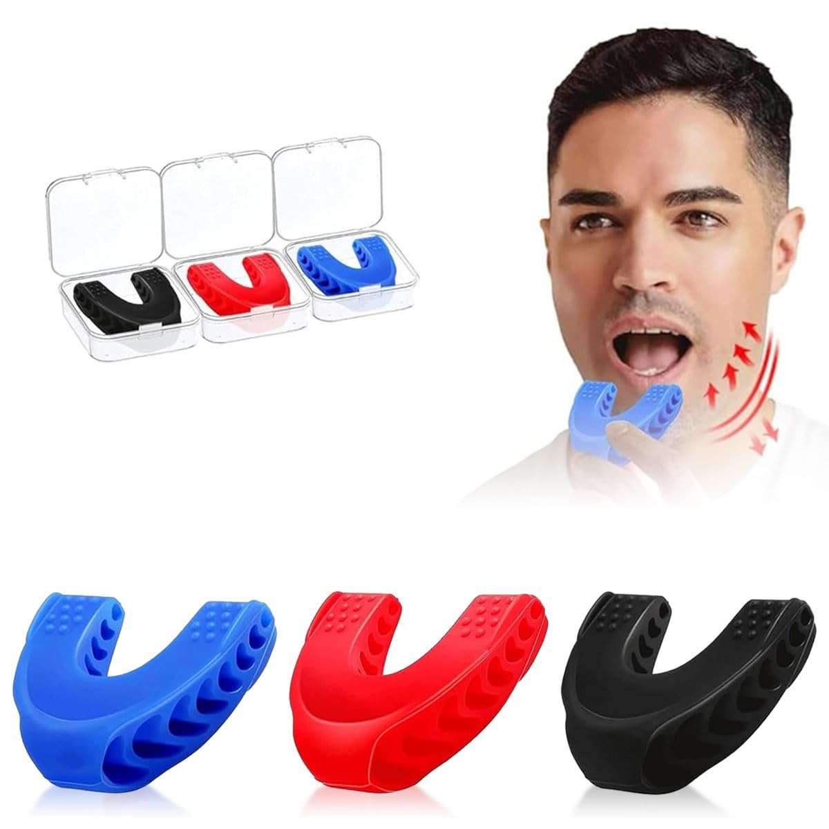 SmartGadgets 3Pcs Jawline Exerciser Tool for Men Women 40/50/60lbs Foodgrade Silicone Jaw Exerciser Tool Jawline Exerciser, Slim and Tone Your Face- Helps Reduce Stress and Craving