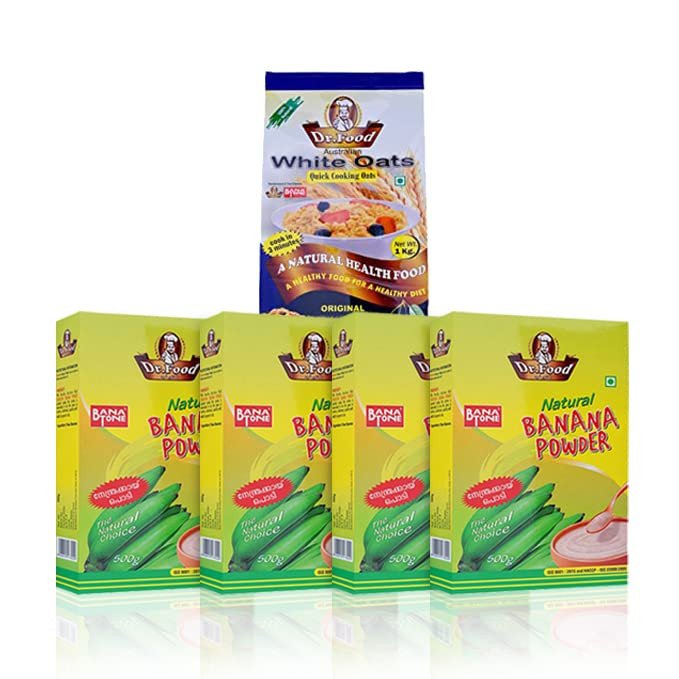 Dr Food Combo Pack Banana Powder 500g (4Nos) And  Instant White Oats 1kg (1No)