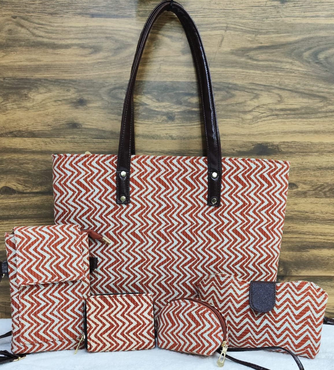 Attractive Classy Women Handblock Printed Handbags (5 Pieces Combo) | Ladies Handbag Combo Pack