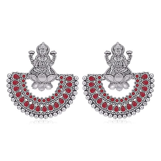 Adorable Oxidised Goddess Laxmi Chandbali Earring for Women (SKR56761)