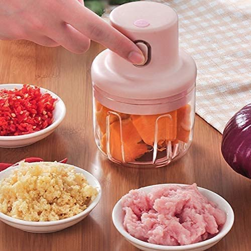 SmartGadgets Garlic Chopper Electric Mini Food Chopper with USB Charging for Spices Meat Vegetable Nuts Onion Pepper (Pink, 250ML)