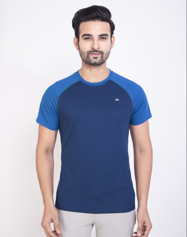 Claxy Men's Active Wear Stylish Regular Fit Round Neck Half Sleeves Sports T-Shirt - Blue | Boys T-Shirt | Jersey
