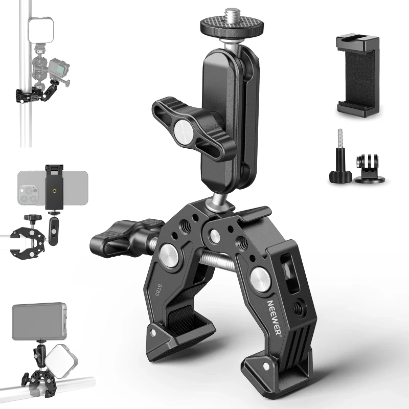 NEEWER Super Clamp with 3" Dual Ballhead Magic Arm (ST83)