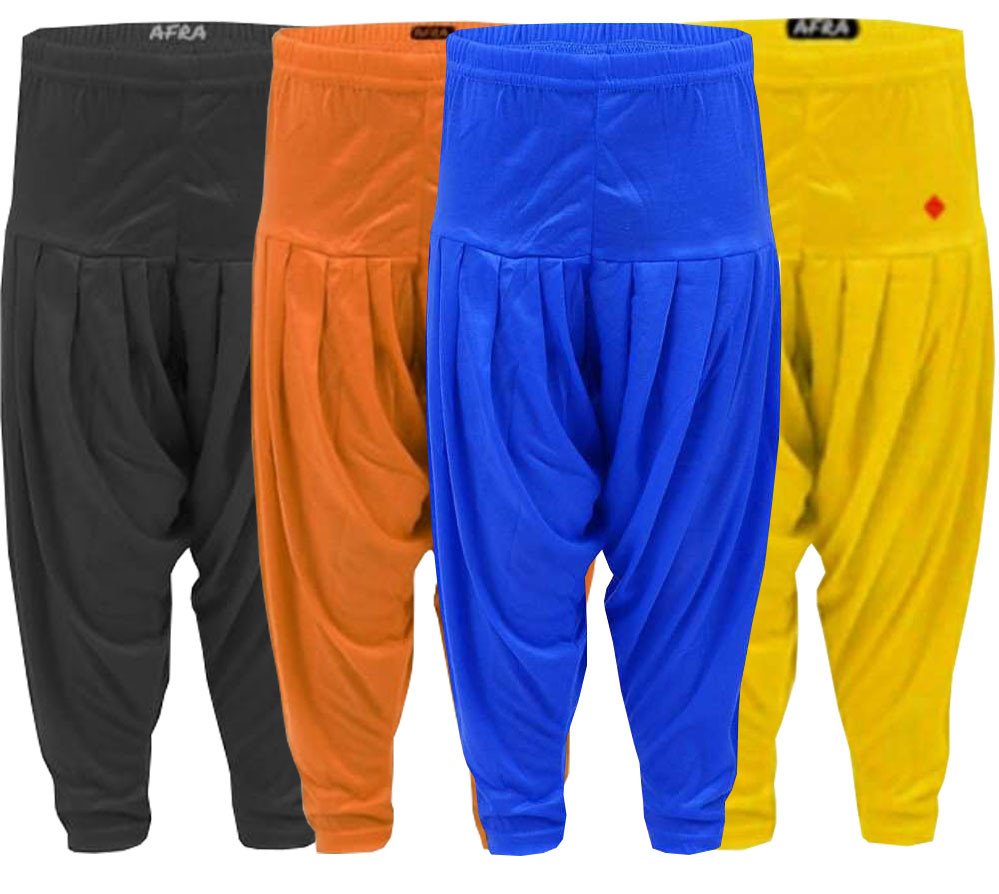 AFRA Stylish Kids Viscose Plain Patiala Combo Pack of 4 - Multi-coloured | Dhoti | Patiala Pants (4 in 1)