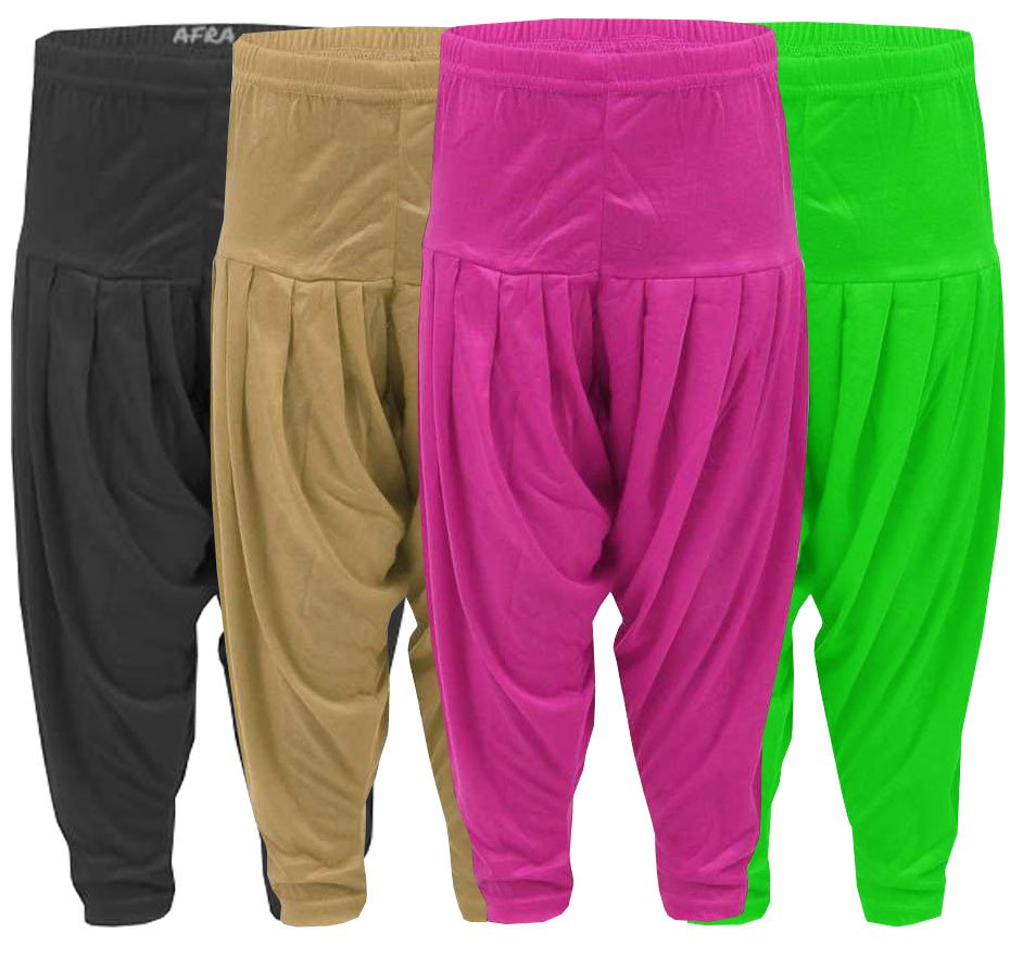 AFRA Garments Stylish Slim Fit Soft And Smooth Kids Viscose Plain Patiala Combo Pack of 4 (Multi-coloured) | Dhoti | Patiala Pants (4 in 1)