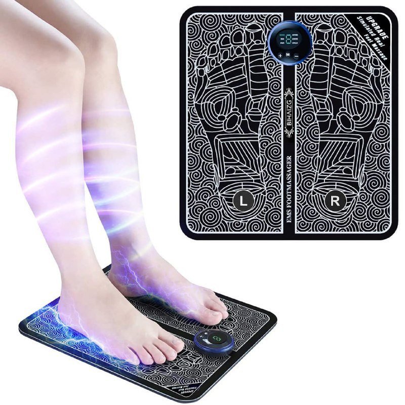 SmartGadgets Wireless Electric EMS Foot & Body Massager – Rechargeable Pain Relief Device with 8 Pulse Modes, 19 Intensity Levels, Bioelectric Therapy & Foldable Mat
