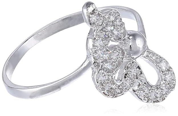 Incredible Rhodium Plated Cz Studded Ring(220R400_17)