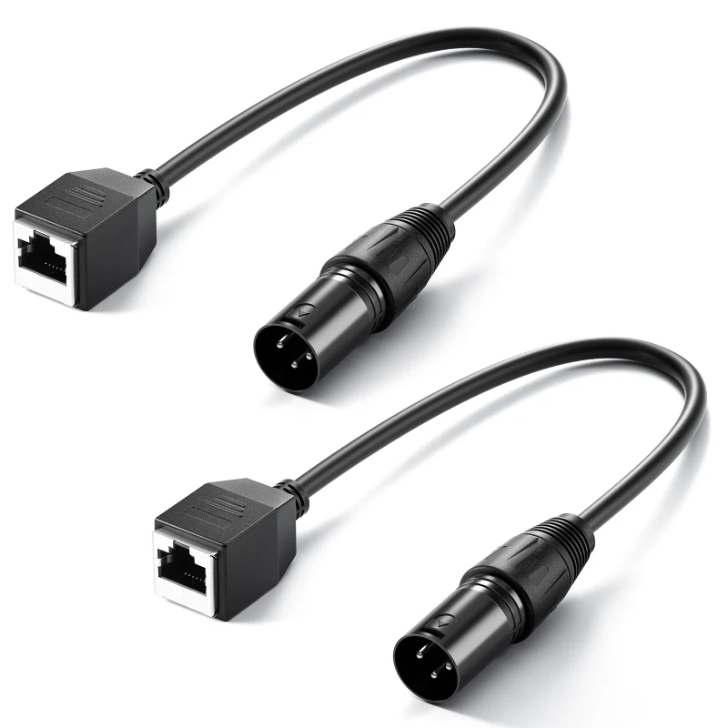 2 Pack 3 Pin DMX XLR Male to RJ45 Female Cable (NC005)