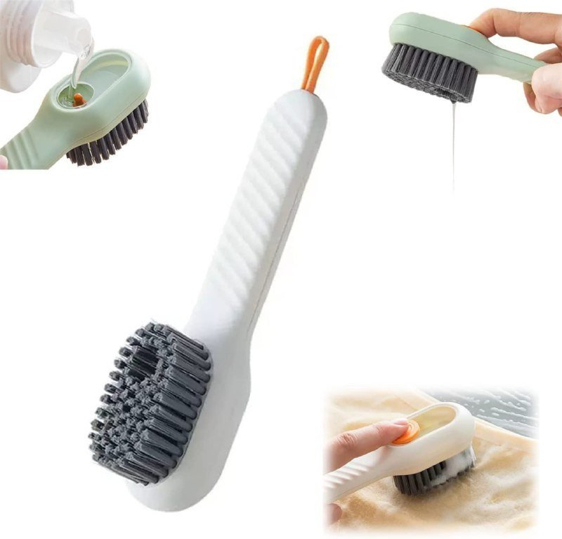 SmartGadgets Multifunctional SHOES CLEANING BRUSH with Liquid Box, Household Soft Fur Liquid Cleaning Shoe Brush,Long Handle Shoe Brush Press Type Automatic Liquid Shoe Brush