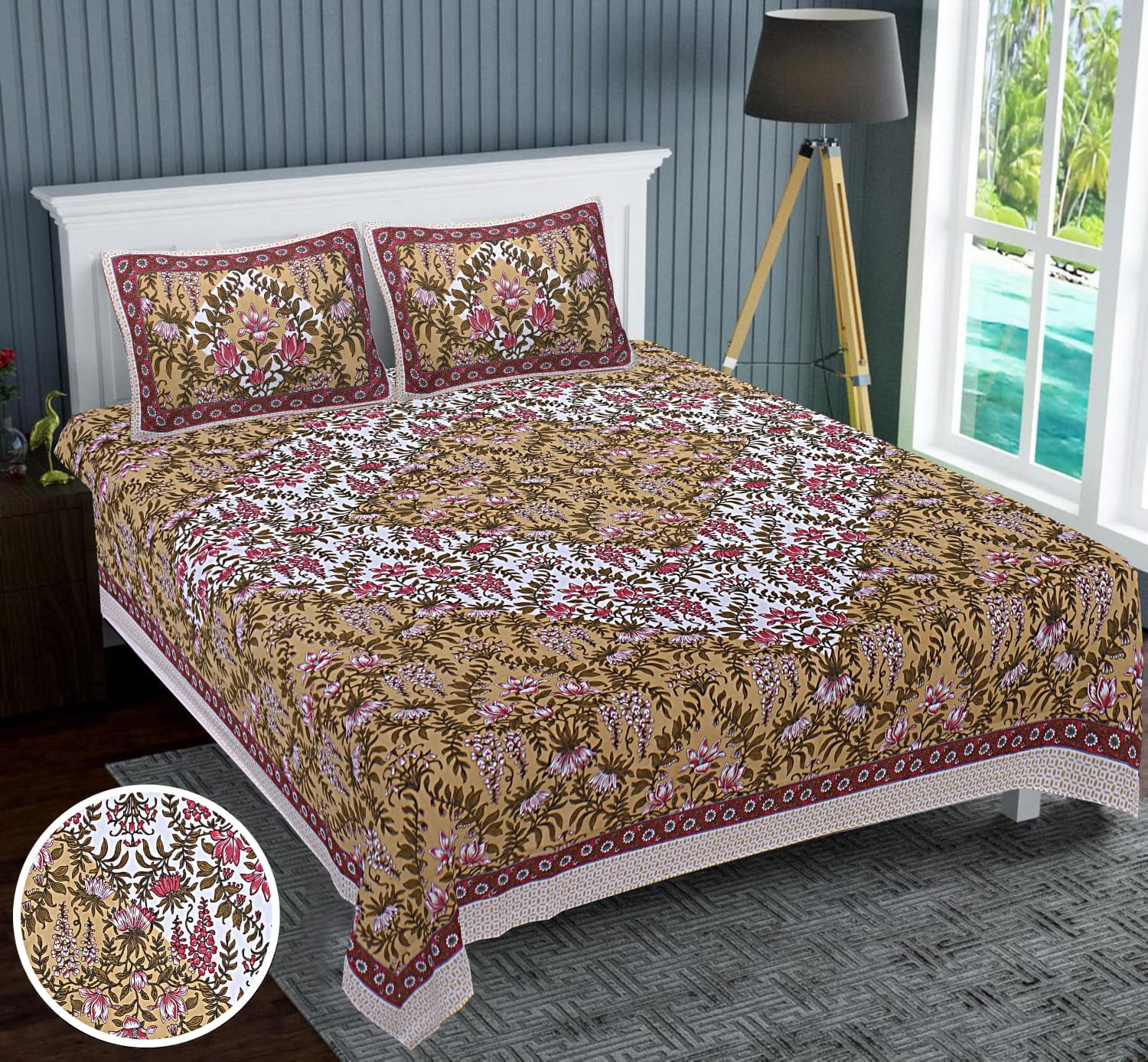 Classy Cotton Soft & Smooth King Size Bedsheets With 2 Pillow Covers - Multi Colour | Cotton Bedsheets & Pillow Covers