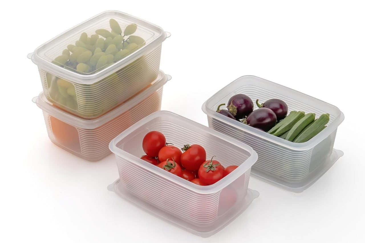 SmartGadgets Multipurpose Fridge Storage Boxes | Space-Saving Plastic Refrigerator Containers | Easy-to-Clean Vegetable and Fruit Storage Baskets-4 Pcs
