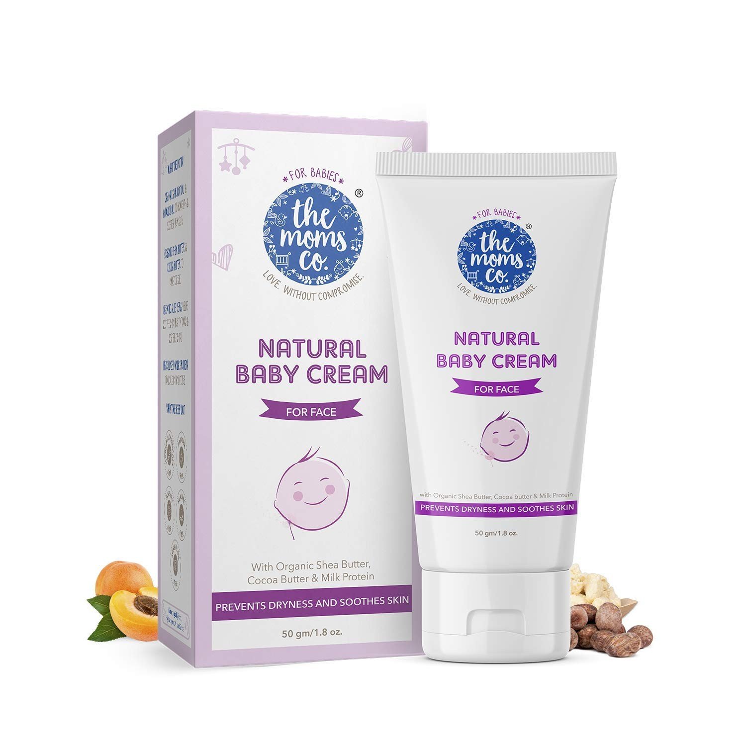 The Moms Co Natural Baby Cream for Face (50 ml) with Organic Oils, Butters and Protein |Deep Moisturisation for Soft Baby Skin | Baby Cream |Baby Moisturizing Cream