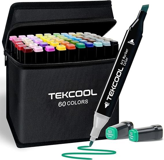SmartGadgets Colorful Art Markers Sketch Pens 36 Colors With Carrying Case For Painting Sketching Calligraphy Drawing -Twin Head Permanent Colouring Marker Pens For Kids Adult, Multicolor (36)
