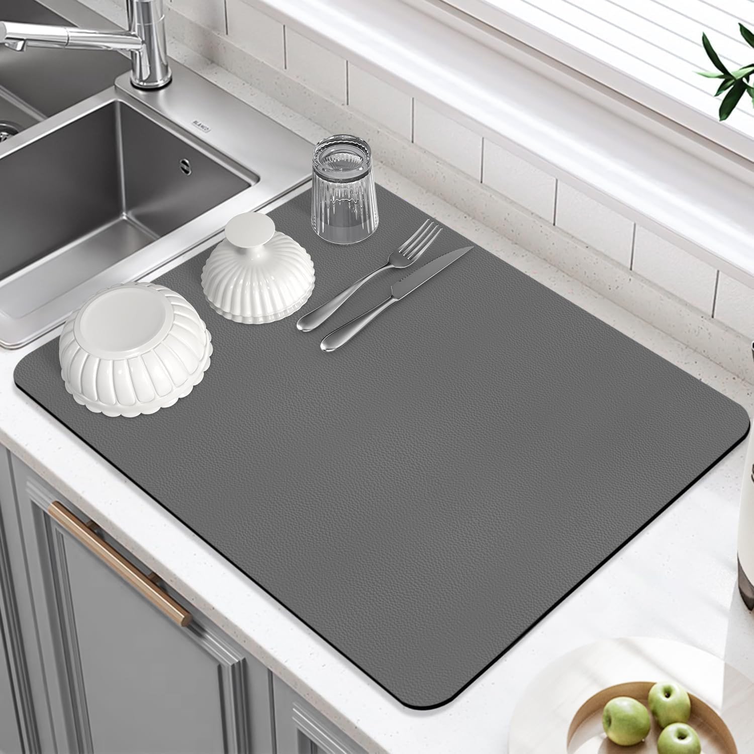 SmartGadgets Water Absorbent Dish Drying Mat For Kitchen, Non-Slip Kitchen Counter Mat, Water Proof Mat For Kitchen 60*40