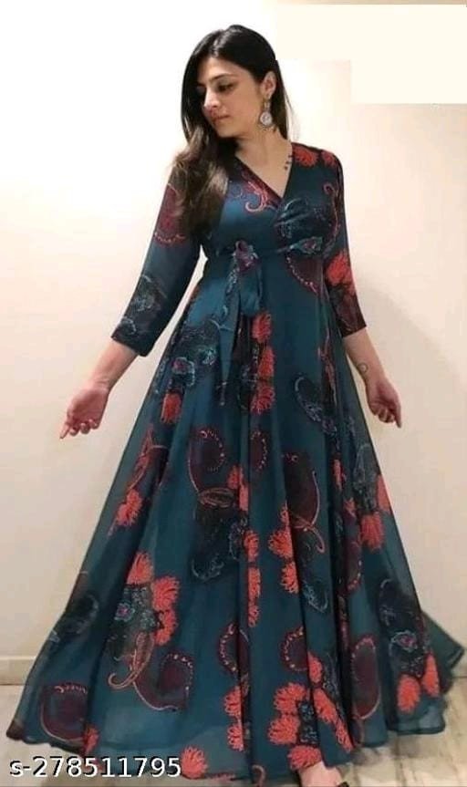 Edathal Star Collection's Attractive & Stylish Georgette Gown For Women | Georgette Full Length Gown