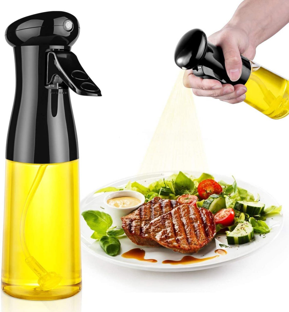 Oil Sprayer For Cooking, 210Ml Glass Olive Oil Sprayer Mister, Olive Oil Spray Bottle, Kitchen Gadgets Accessories For Air Fryer, Canola Oil Spritzer, Used For Salad Making