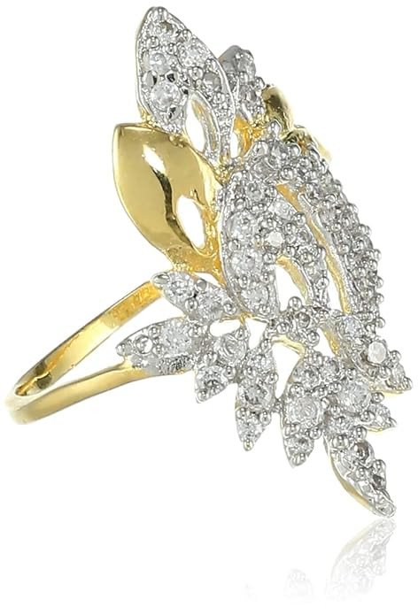 Ravishing Gold and Rhodium Plated Cubic Zirconia Ring(8055RCZC810_15)