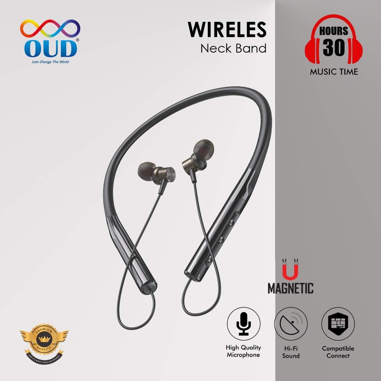 OUD OD-NB85B Wireless Bluetooth In Ear Neckband Earphone with Mic (Colour As Per Availability)