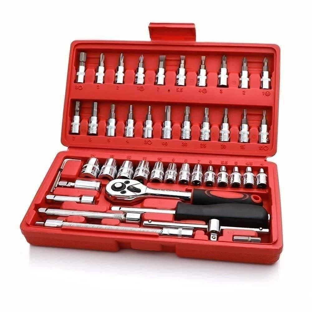SmartGadgets 46 in 1 Pcs Tool Kit, Screwdriver and Socket Box | Hand Tool Kit Wrench Set | Multi Purpose Combination Tool Case & Precision Socket Set for Maintenance and Repair