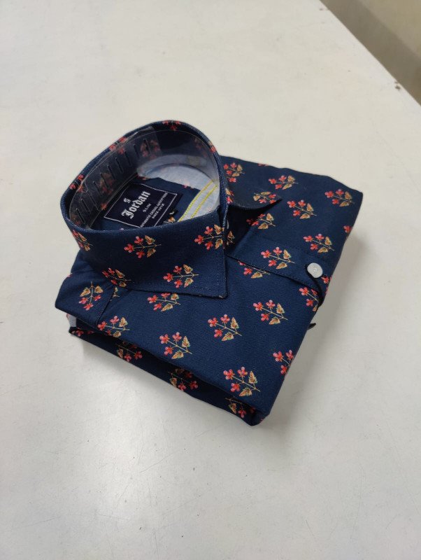 Aparna Collection's Attractive Stylish Sanganeri Printed Shirts For Men - Multicolour (Size : L Only)