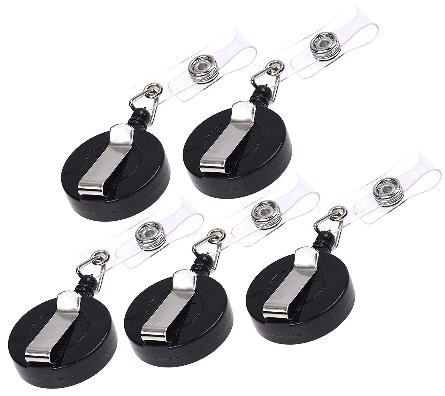 Round Shape Yo-Yo Retractable Key Ring for ID Card Holder (Blue & Black)