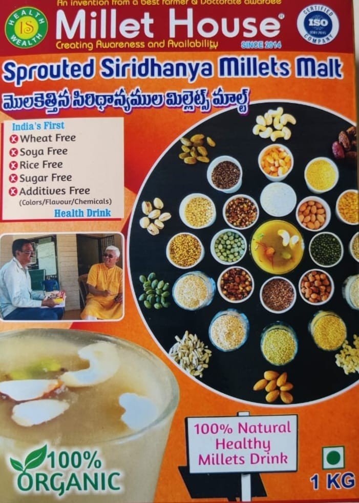 Millet House Malt-100% Healthy Natural Millets Drink- Wheat Free, SOYA Free, White Rice Free, Barley Free, No Added Sugar ~30 Natural Ingredients Sprouted Siridhanya Millet 1000G