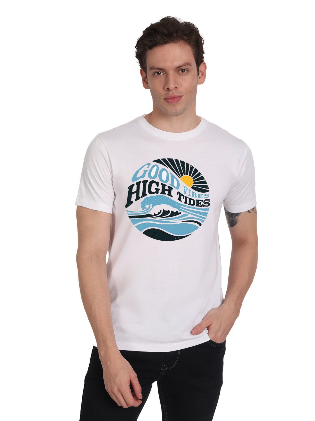 Beorigin Casual Regular Fit Stylish Printed T-Shirts For Men - White Colour ( M , L , XL ) | T-Shirts | Gents T-Shirts | Slim Fit Regular T-Shirts