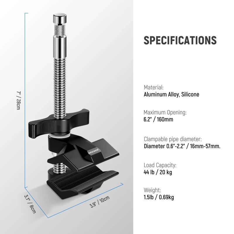 NEEWER End Jaw Grip with 5/8" Stud - 6 inches(UA040)