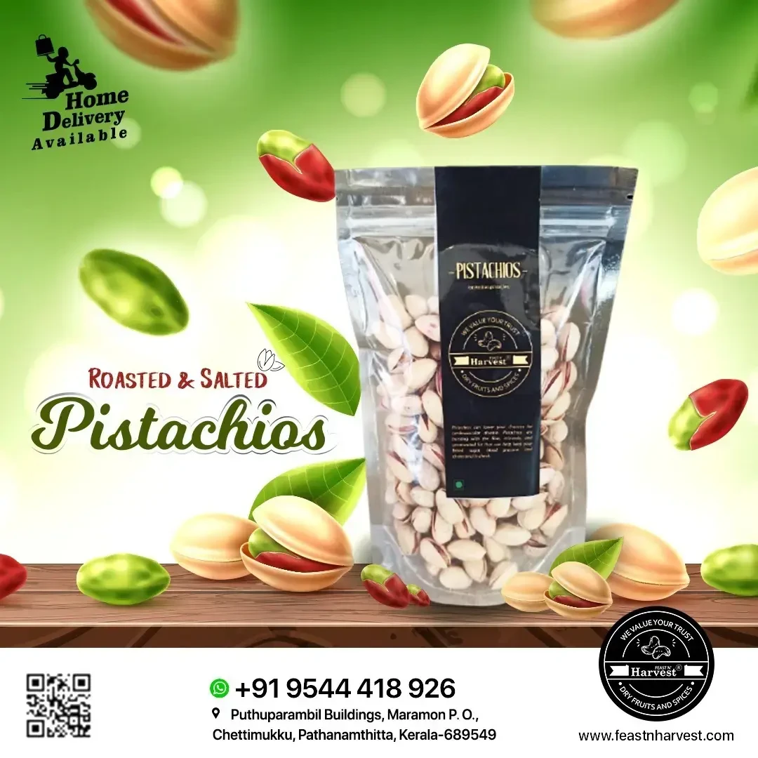 Feast N Harvest Premium Roasted & Salted Inshell Pistachios | Rich in Antioxidants & Nutrients | No Preservatives or Artificial Flavours | Pista Dry Fruit