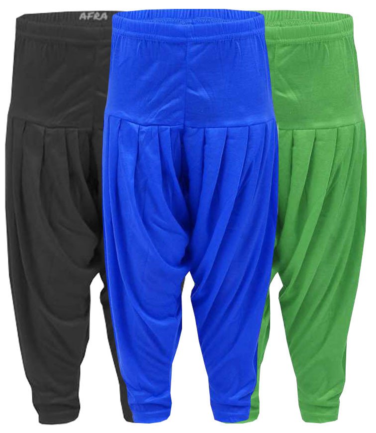AFRA Viscose Smooth And Soft Attractive casual Full Length Solid Patiala Pant For Kid's - 3 Pack Combo | Dhoti For Kid's | Girl's Patiala Pants (3 in 1)