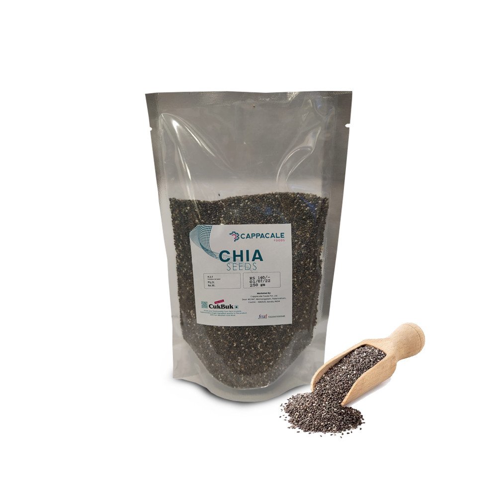 Cappacale Chia Seeds For Eating With Omega 3 And Fiber For Weight Loss Management - 100g